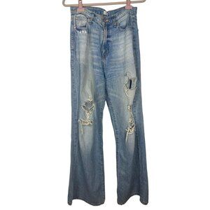 West of Melrose 28 Distressed Light Wash Flared Jeans Relaxed